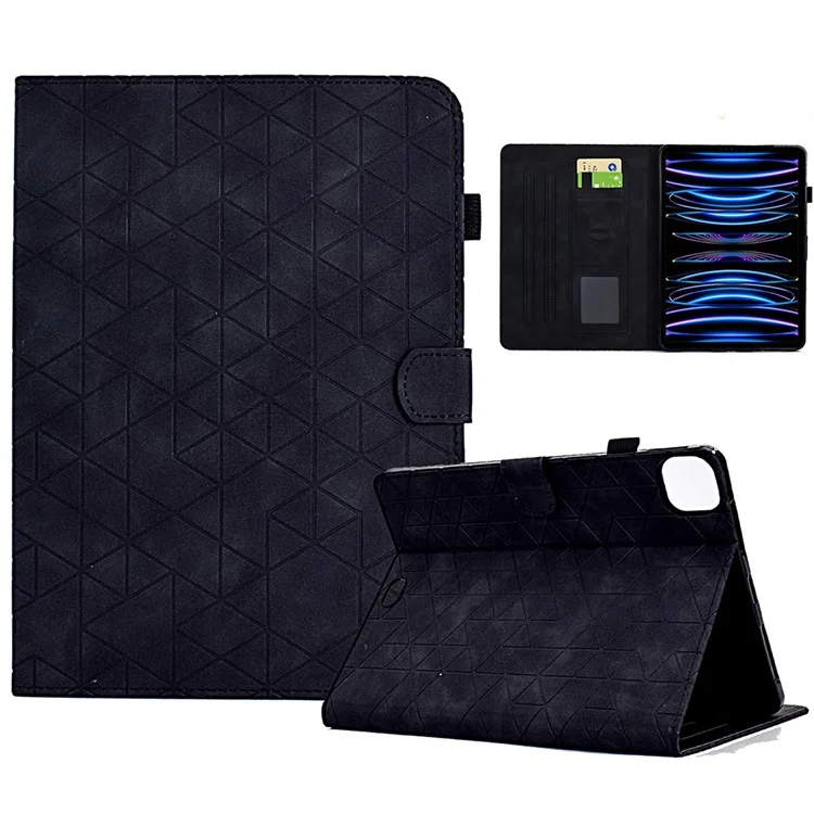 para ipad pro 11 (2020) /(2021) /(2022) / ipad air (2020) /(2022) case anti-scratch pu cuero protector - negro