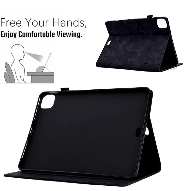 para ipad pro 11 (2020) /(2021) /(2022) / ipad air (2020) /(2022) case anti-scratch pu cuero protector - negro