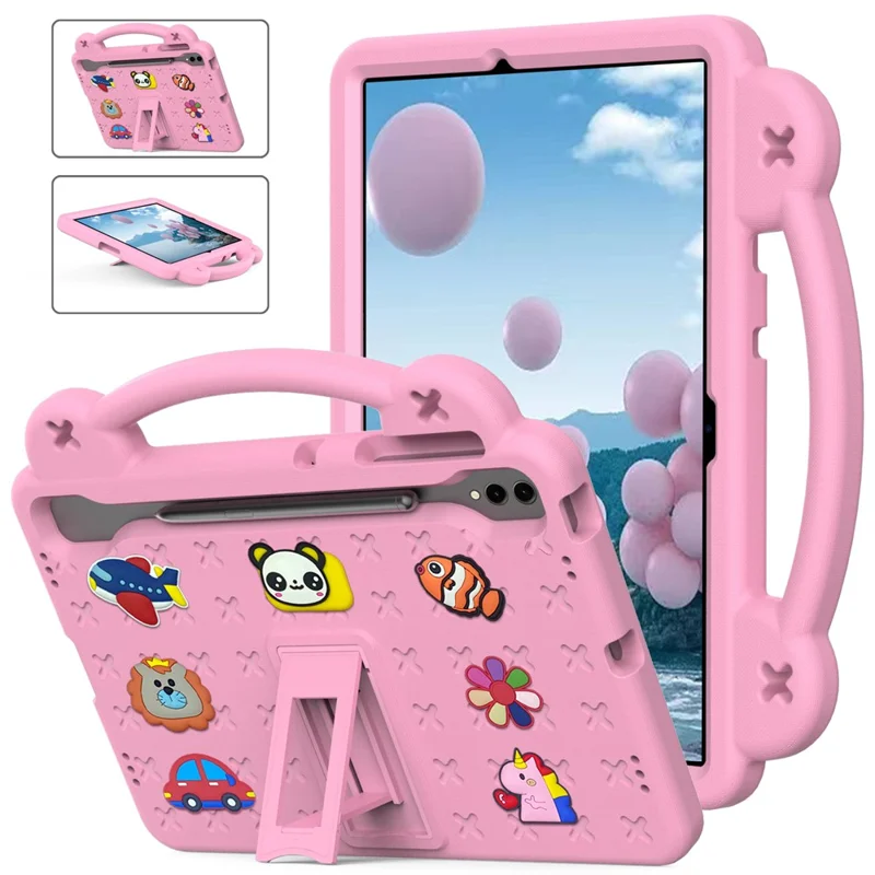 For Samsung Galaxy Tab S8+ / S9+ Case Grip Handle Kickstand EVA Tablet Cover - Pink