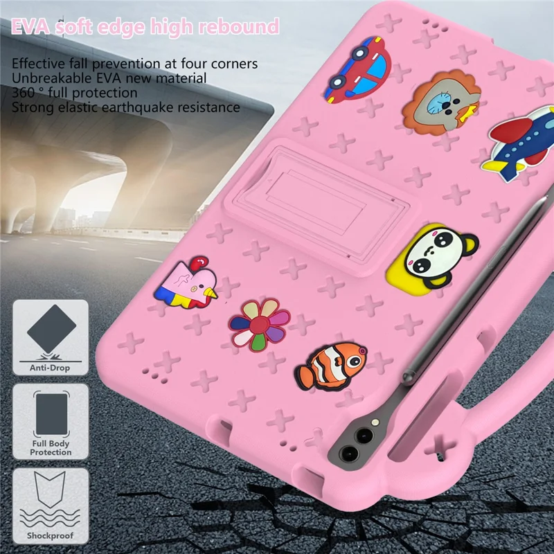 For Samsung Galaxy Tab S8+ / S9+ Case Grip Handle Kickstand EVA Tablet Cover - Pink