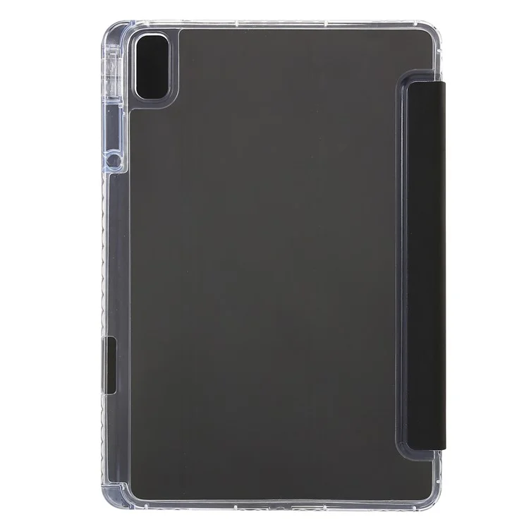 Pour Huawei MatePad 11 (2021) / (2023) Étui en cuir + TPU + Housse de protection en acrylique transparent à triple pli - Noir