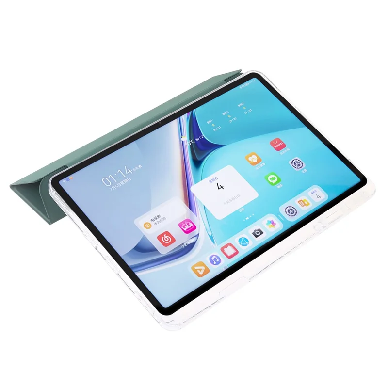 For Huawei MatePad 11 (2021) / (2023) Case Leather+TPU+Clear Acrylic Tri-fold Stand Cover - Blackish Green