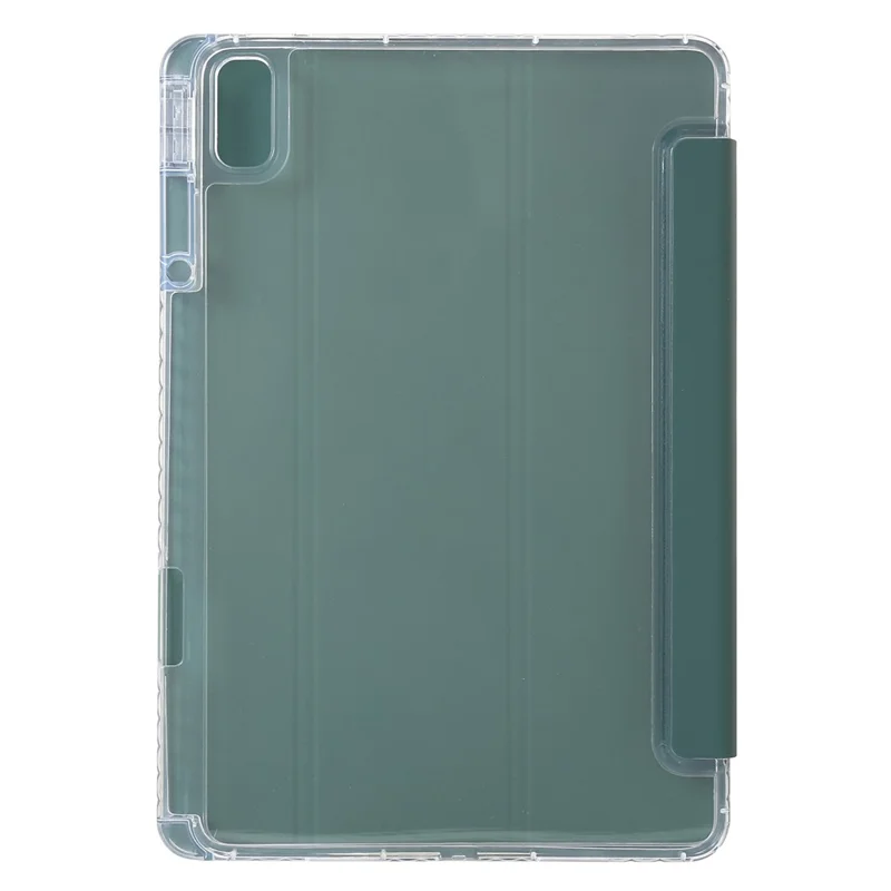 For Huawei MatePad 11 (2021) / (2023) Case Leather+TPU+Clear Acrylic Tri-fold Stand Cover - Blackish Green