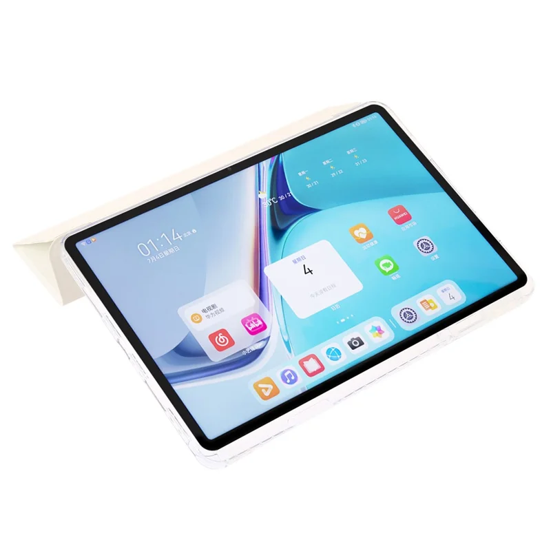 For Huawei MatePad 11 (2021) / (2023) Case Leather+TPU+Clear Acrylic Tri-fold Stand Cover - White