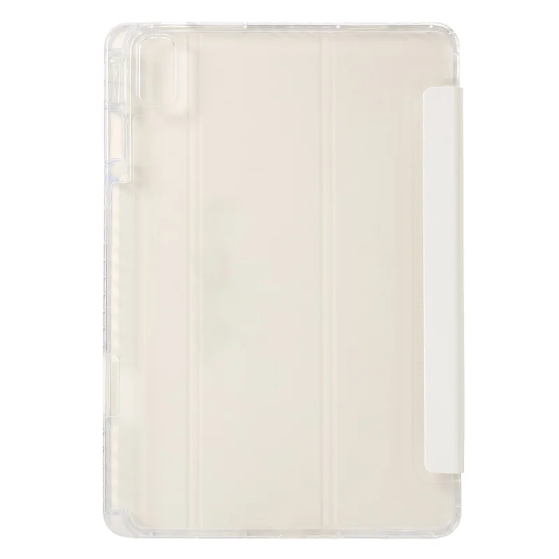 For Huawei MatePad 11 (2021) / (2023) Case Leather+TPU+Clear Acrylic Tri-fold Stand Cover - White