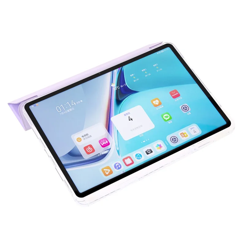 For Huawei MatePad 11 (2021) / (2023) Case Leather+TPU+Clear Acrylic Tri-fold Stand Cover - Purple