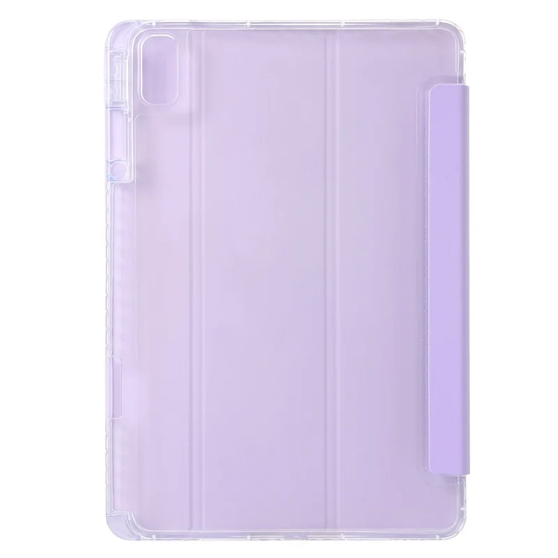 For Huawei MatePad 11 (2021) / (2023) Case Leather+TPU+Clear Acrylic Tri-fold Stand Cover - Purple