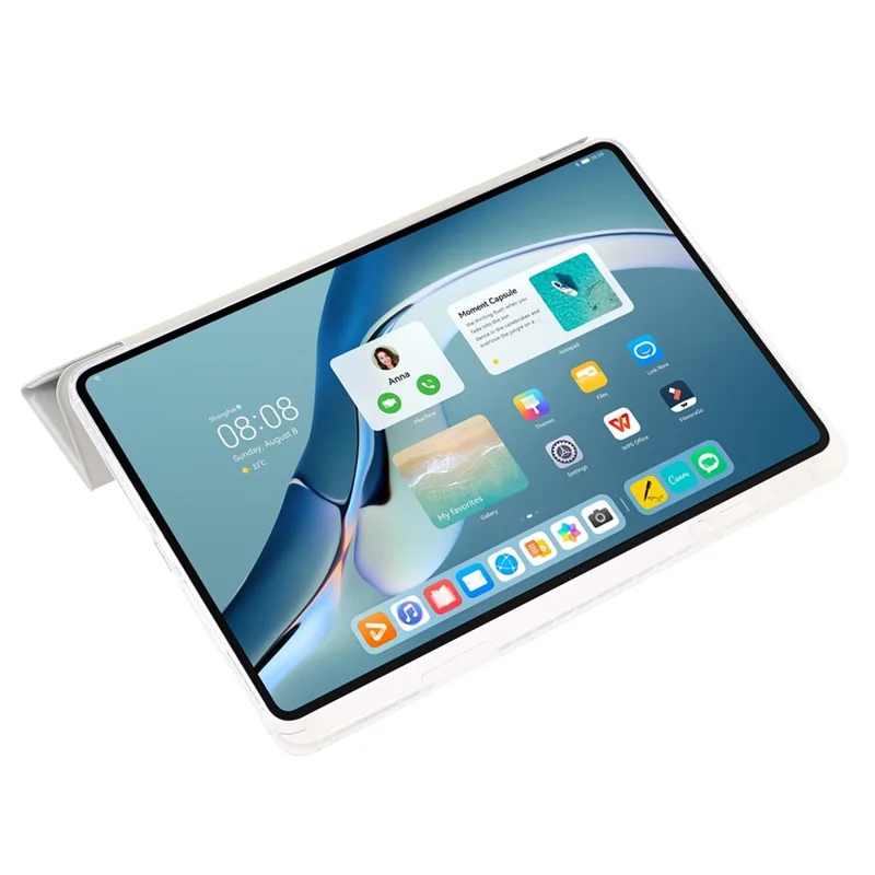 For Huawei MatePad 11 (2021) / (2023) Case Leather+TPU+Clear Acrylic Tri-fold Stand Cover - Grey