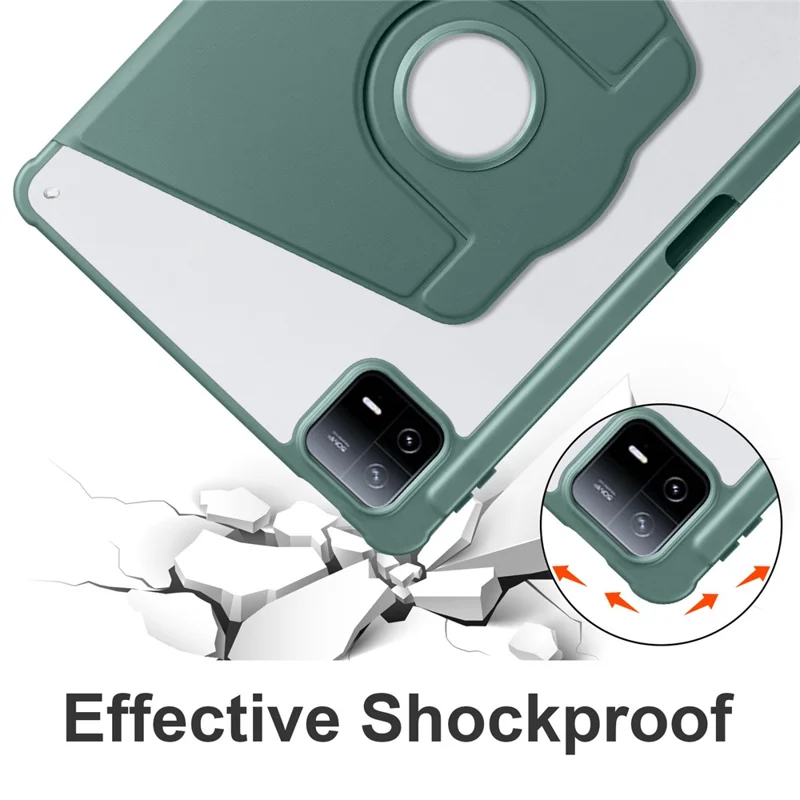 Funda para Xiaomi Pad 6 / Pad 6 Pro Cuero + Acrílico Tapa de la Tableta con Soporte Giratorio - Verde Negruzco