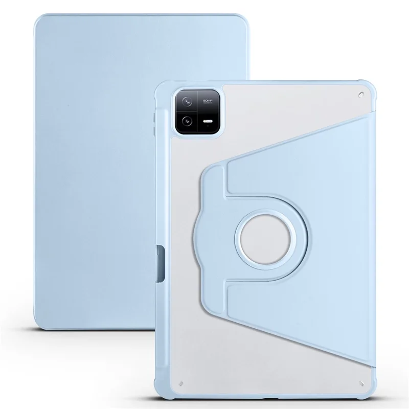 For Xiaomi Pad 6 / Pad 6 Pro Case Leather+Acrylic Tablet Cover with Rotary Stand - Baby Blue