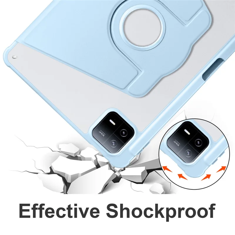 For Xiaomi Pad 6 / Pad 6 Pro Case Leather+Acrylic Tablet Cover with Rotary Stand - Baby Blue