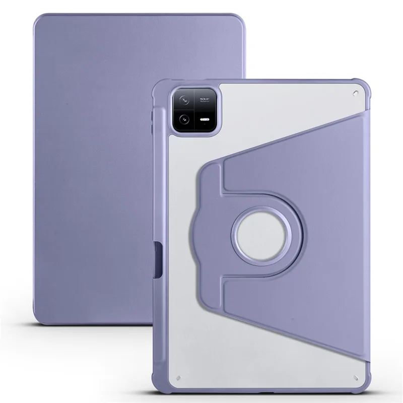 For Xiaomi Pad 6 / Pad 6 Pro Case Leather+Acrylic Tablet Cover with Rotary Stand - Purple