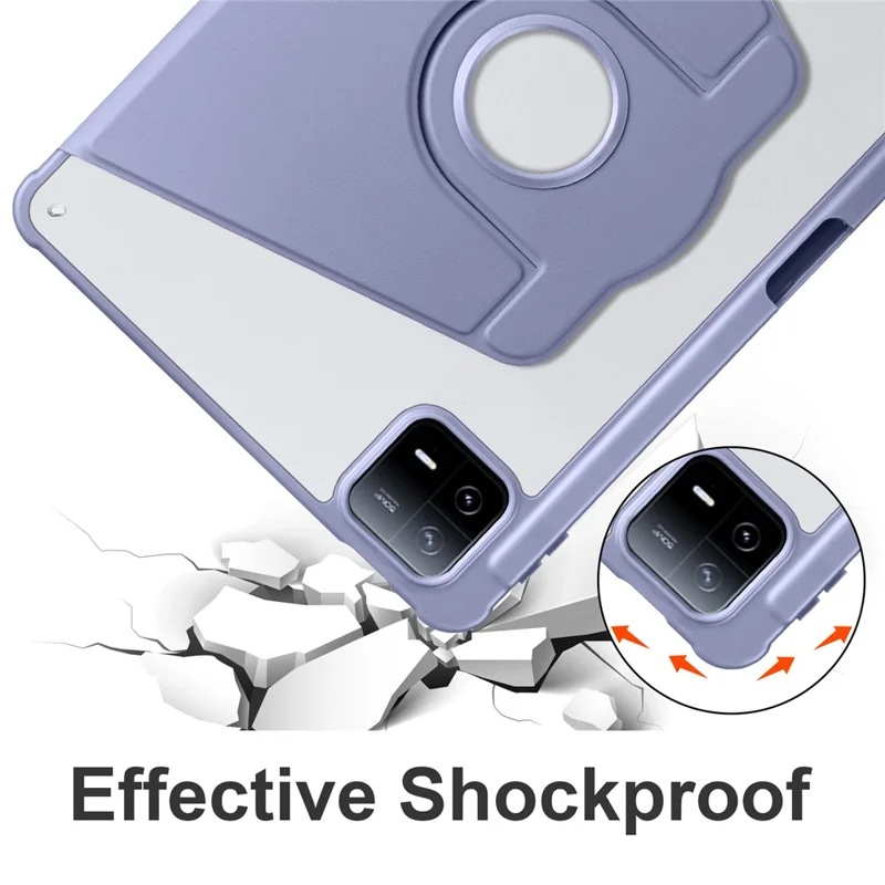 For Xiaomi Pad 6 / Pad 6 Pro Case Leather+Acrylic Tablet Cover with Rotary Stand - Purple