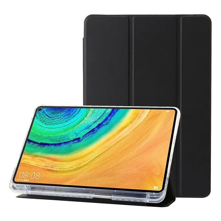 For Huawei MatePad 10.4 (2022) / (2020) / Honor V6 Case Leather Tablet Cover with Tri-fold Stand - Black