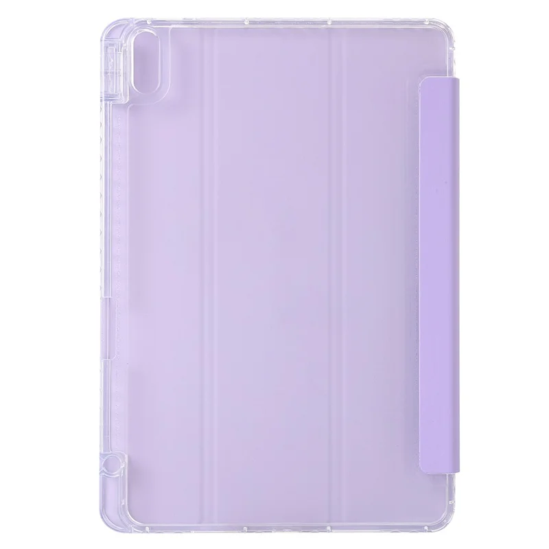 For Huawei MatePad Pro 10.8 (2021) Case Tri-fold Stand Leather+TPU+Acrylic Clear Back Cover - Purple