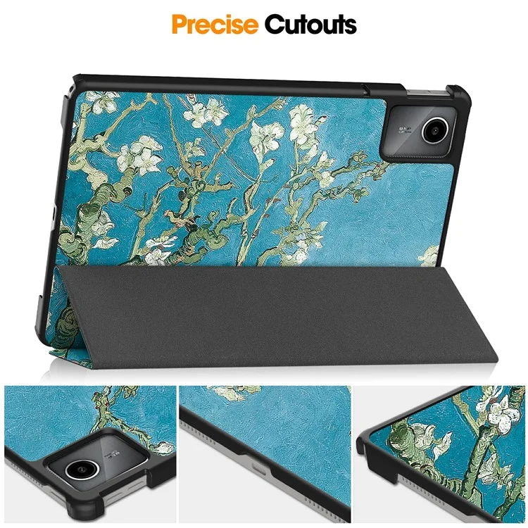 Для Lenovo Tab M11 Case Tribold Stand Printing Printing Tablete Cover Cover - Персиковый Цветок