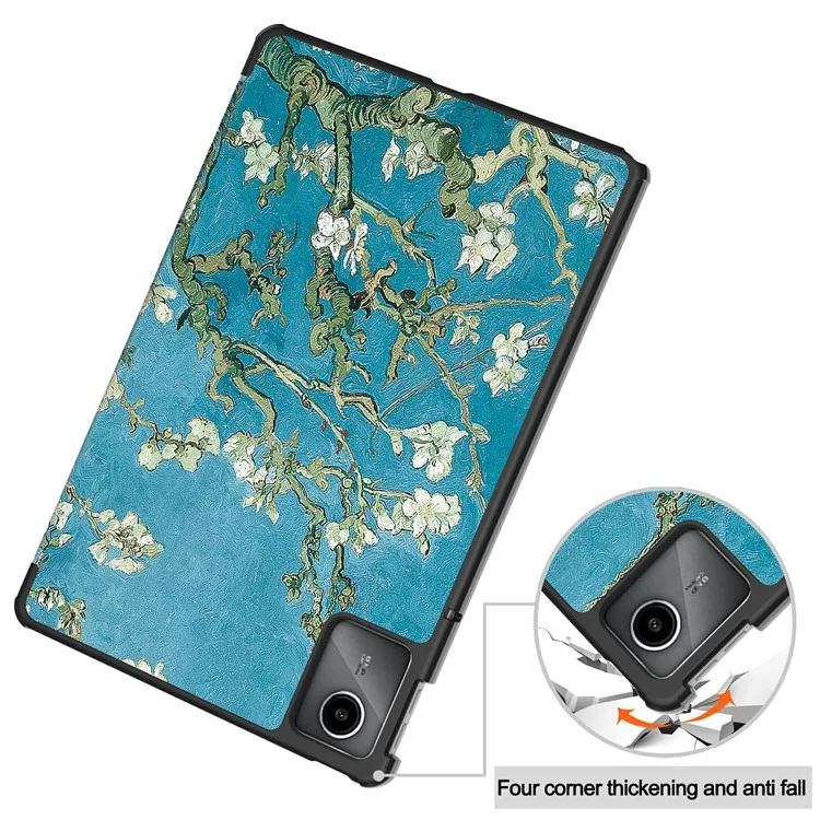 Pour Lenovo Tab M11 Case Trifold Stand Modèle Impression de Tablette en Cuir - Fleur D'abricot