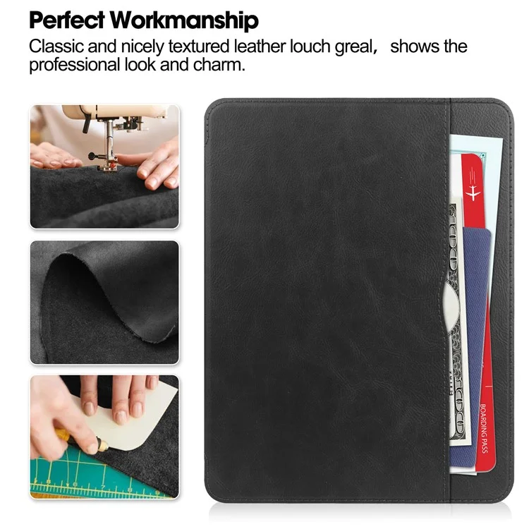 Para iPad Pro 11 (2020) / (2021) / (2022) / iPad Air 11 (2024) / Air (2022) / (2020) Capa para Tablet Caso Capa de Couro PU Carteira - Preto