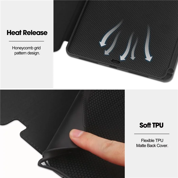 Para iPad Pro 11 (2020) / (2021) / (2022) / iPad Air 11 (2024) / Air (2022) / (2020) Capa para Tablet Caso Capa de Couro PU Carteira - Preto