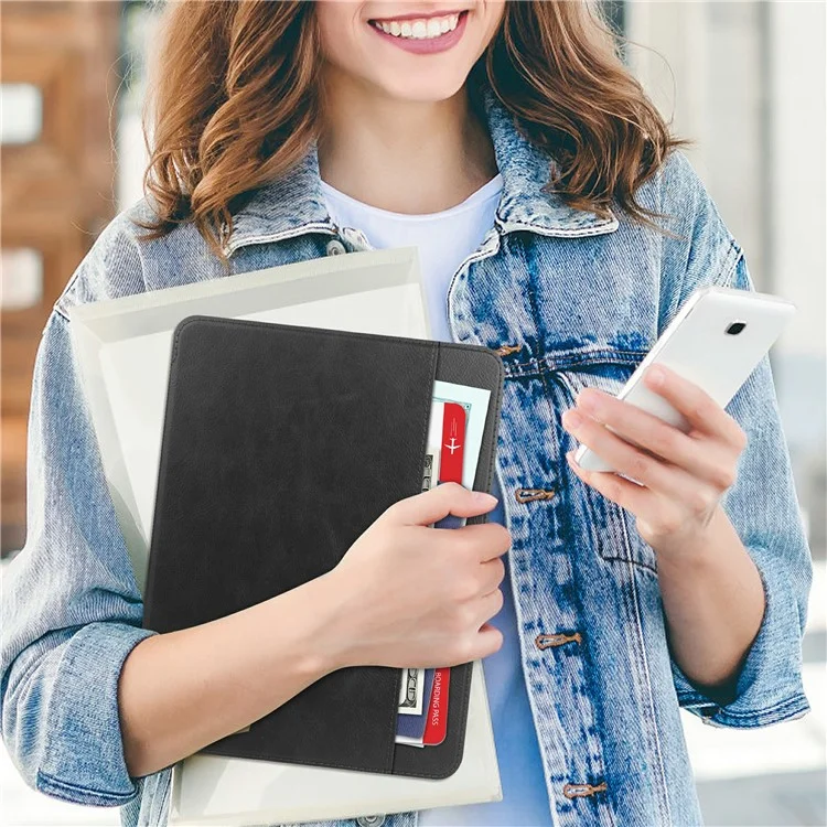Para iPad Pro 11 (2020) / (2021) / (2022) / iPad Air 11 (2024) / Air (2022) / (2020) Capa para Tablet Caso Capa de Couro PU Carteira - Preto