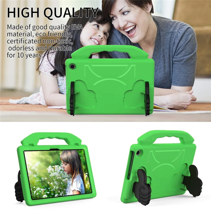 For Amazon Fire Max 11 Kidproof Case Thumbs Up Kickstand EVA Tablet Cover - Green
