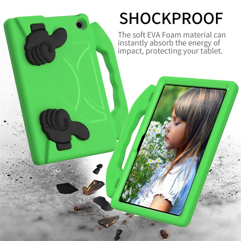 For Amazon Fire Max 11 Kidproof Case Thumbs Up Kickstand EVA Tablet Cover - Green