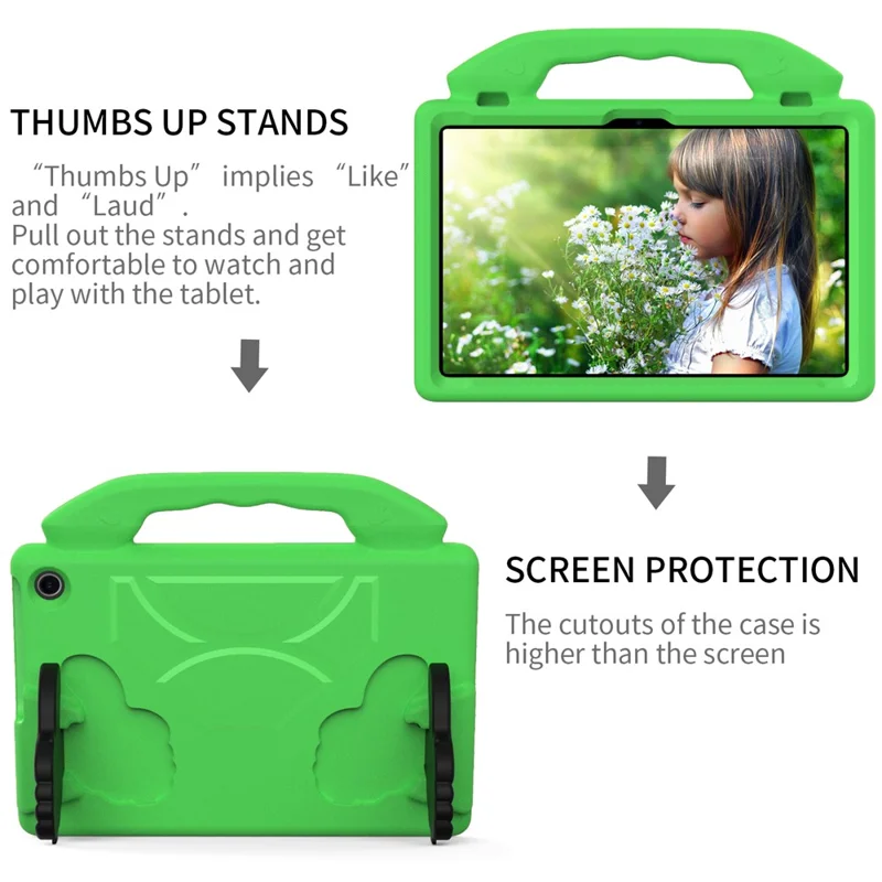 For Amazon Fire Max 11 Kidproof Case Thumbs Up Kickstand EVA Tablet Cover - Green