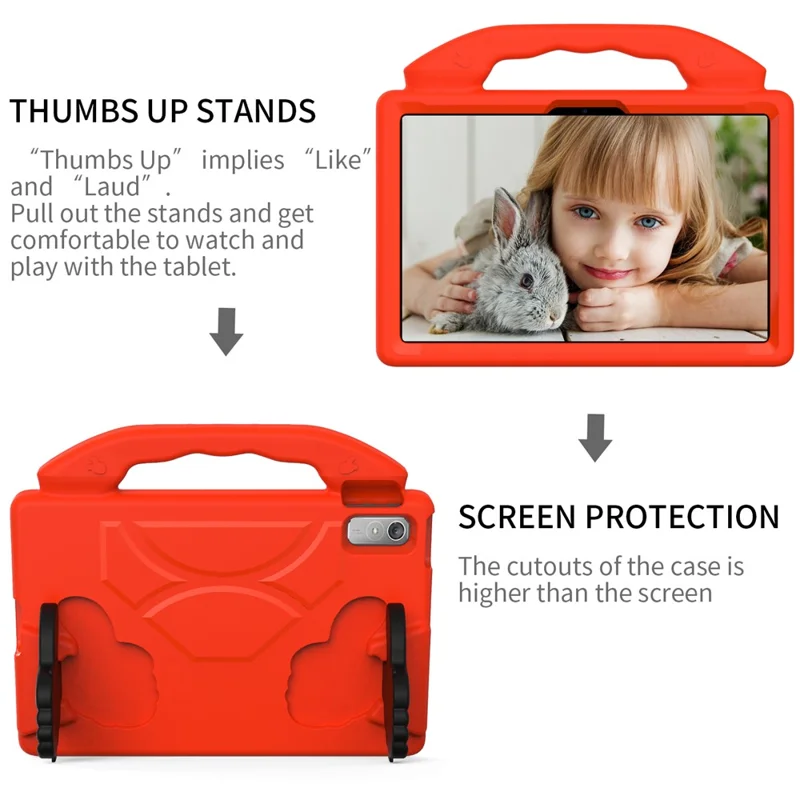 For Lenovo Tab P11 Pro Gen 2 EVA Case Thumbs Up Integrated Kickstand Tablet Cover - Red