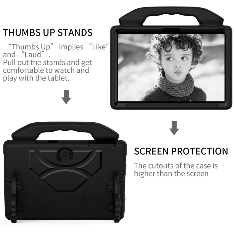 For Samsung Galaxy Tab Advanced2 EVA Case Thumbs Up Kickstand Handheld Tablet Cover - Black