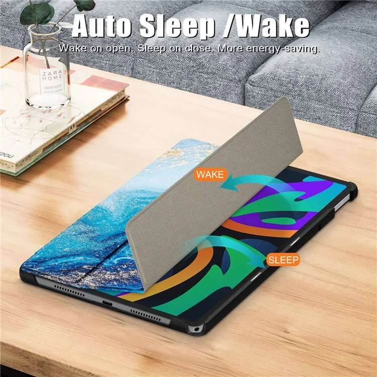 Für Lenovo Tab M11 Triufold Stand Cover Muster PU Leder Auto Sleep Wake Tablet Hülle - Welle