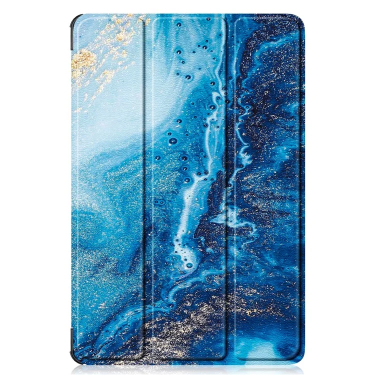 For Lenovo Tab M11 / Xiaoxin Pad 11 2024 Trifold Stand Cover Pattern PU Leather Auto Sleep Wake Tablet Case - Wave