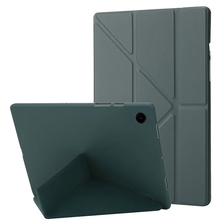 Pour étui Samsung Galaxy Tab A9 PU Cuir+Silicone Couverture avec Support Origami - Vert Minuit