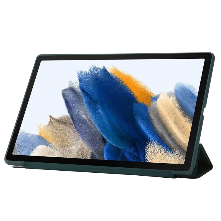 Pour étui Samsung Galaxy Tab A9 PU Cuir+Silicone Couverture avec Support Origami - Vert Minuit
