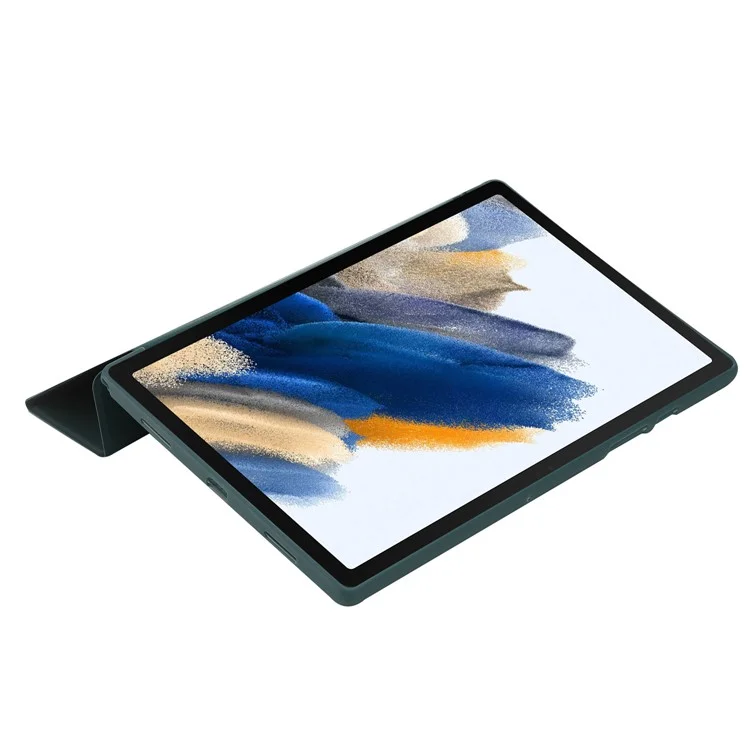 Pour étui Samsung Galaxy Tab A9 PU Cuir+Silicone Couverture avec Support Origami - Vert Minuit