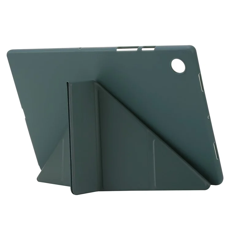 Pour étui Samsung Galaxy Tab A9 PU Cuir+Silicone Couverture avec Support Origami - Vert Minuit