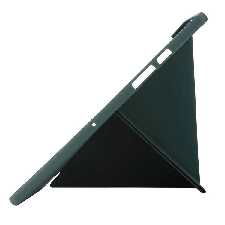 Pour étui Samsung Galaxy Tab A9 PU Cuir+Silicone Couverture avec Support Origami - Vert Minuit