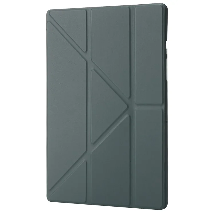 Pour étui Samsung Galaxy Tab A9 PU Cuir+Silicone Couverture avec Support Origami - Vert Minuit