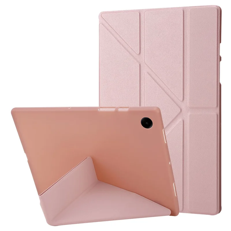Für Samsung Galaxy Tab A9 Hülle PU-Leder+Silikon-Abdeckung mit Origami-Ständer - Roségold