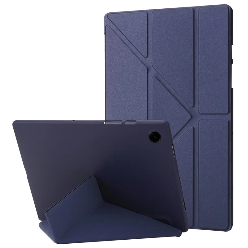 For Samsung Galaxy Tab A9+ Case Origami Stand Leather+Silicone Tablet Cover - Dark Blue