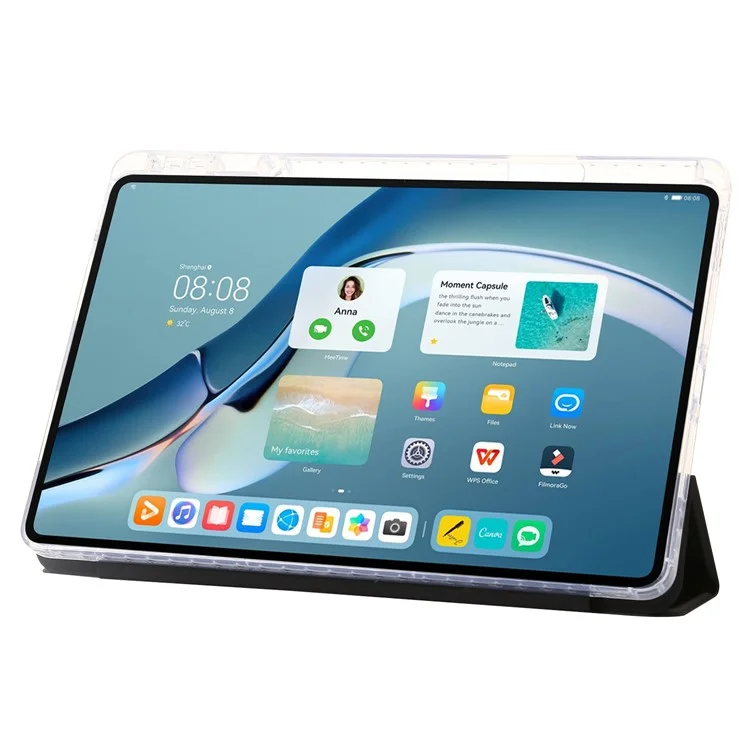 Für Huawei MatePad Pro 11 (2022) Hülle Tri-Fold-Ständer Tablet-Ledercover - Schwarz