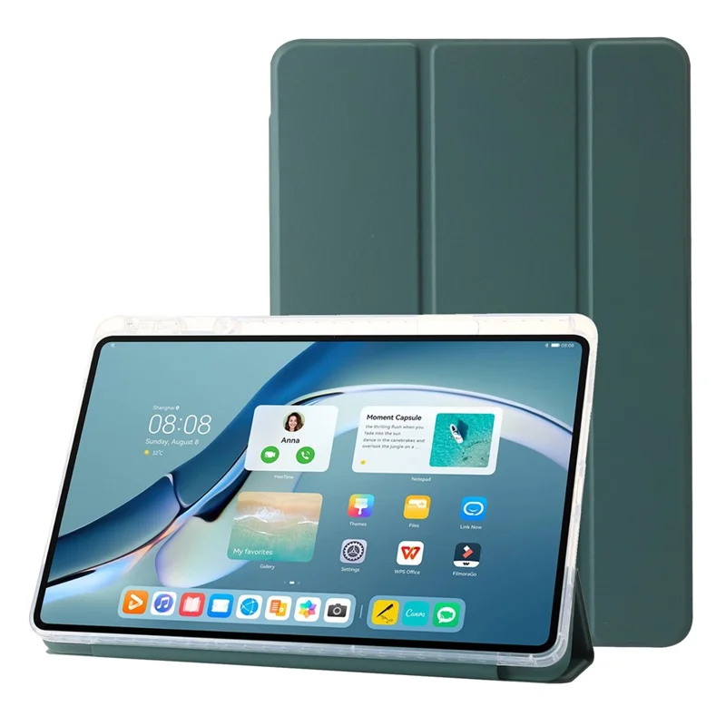 For Huawei MatePad Pro 11 (2022) Case Tri-fold Stand Tablet Leather Cover - Blackish Green