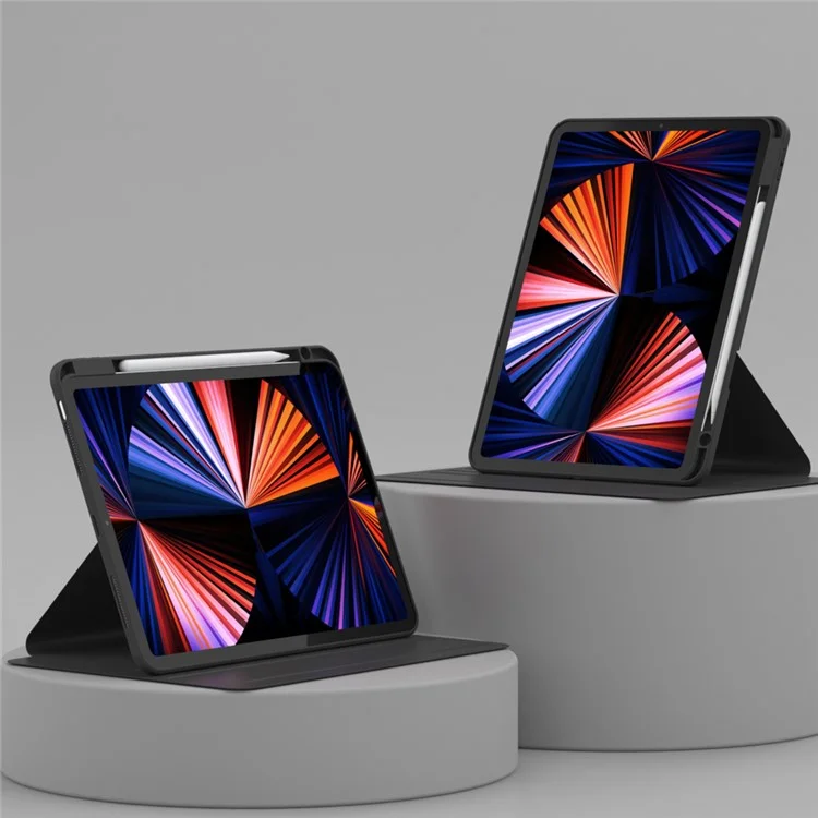 Para iPad Air 11 (2024) / Air (2022) / (2020) / Pro 11-inch (2018) / (2020) / (2021) / (2022) Capa para Tablet de Couro PU+Acrílico+TPU - Preto