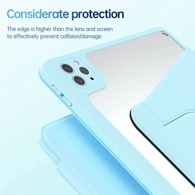 Para iPad Air 11 (2024) / Air (2022) / (2020) / Pro 11-inch (2018) / (2020) / (2021) / (2022) Capa para Tablet de Couro PU+Acrílico+TPU - Preto