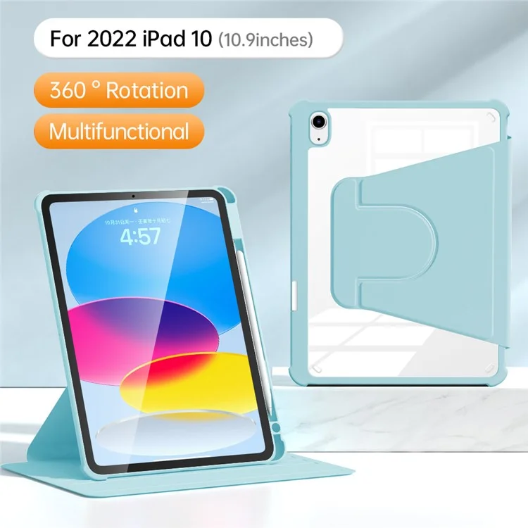 Für iPad 10.9 (2022) Case Anti-Kratzer PU-Leder+Acryl+TPU Auto Wake/Sleep Tablet-Abdeckung - Blau