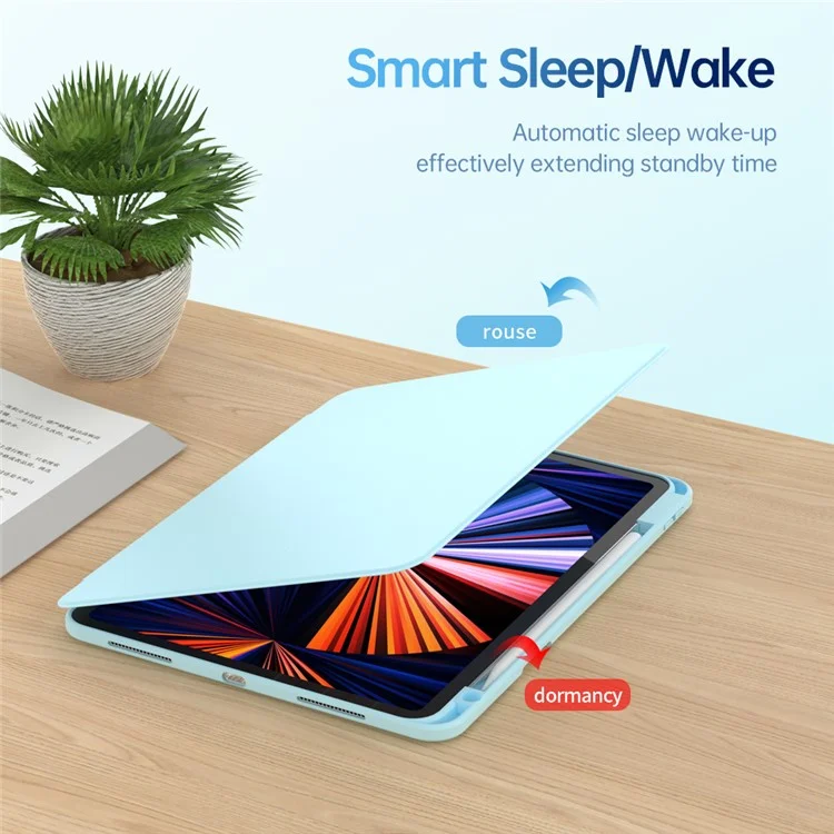 Für iPad 10.9 (2022) Case Anti-Kratzer PU-Leder+Acryl+TPU Auto Wake/Sleep Tablet-Abdeckung - Blau
