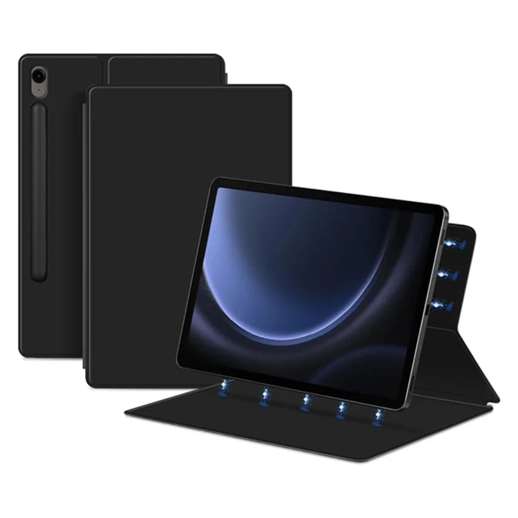 Para Samsung Galaxy Tab S9 FE Tablet Case Magnetic PU Leather Stand Cover - Preto
