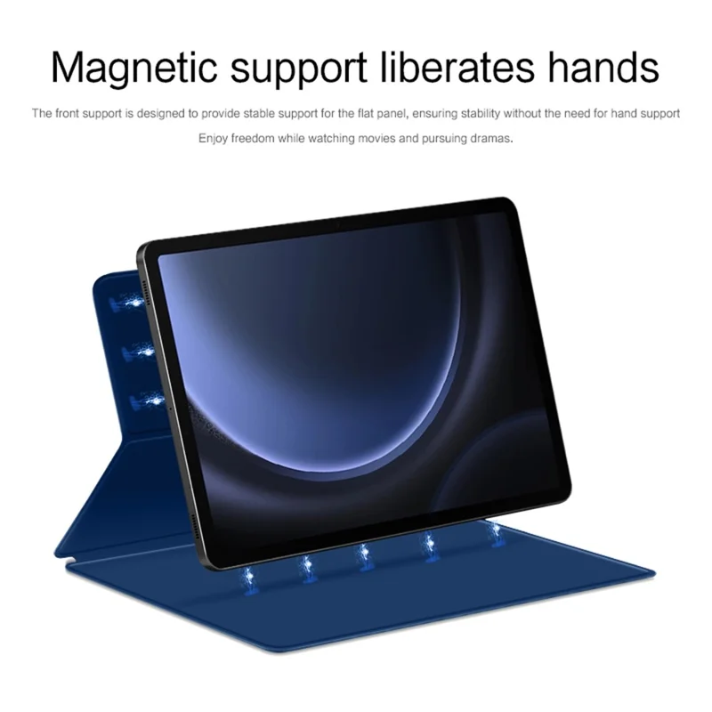 For Samsung Galaxy Tab S10 FE / S9 FE / S9 Tablet Case Magnetic PU Leather Stand Cover - Blue