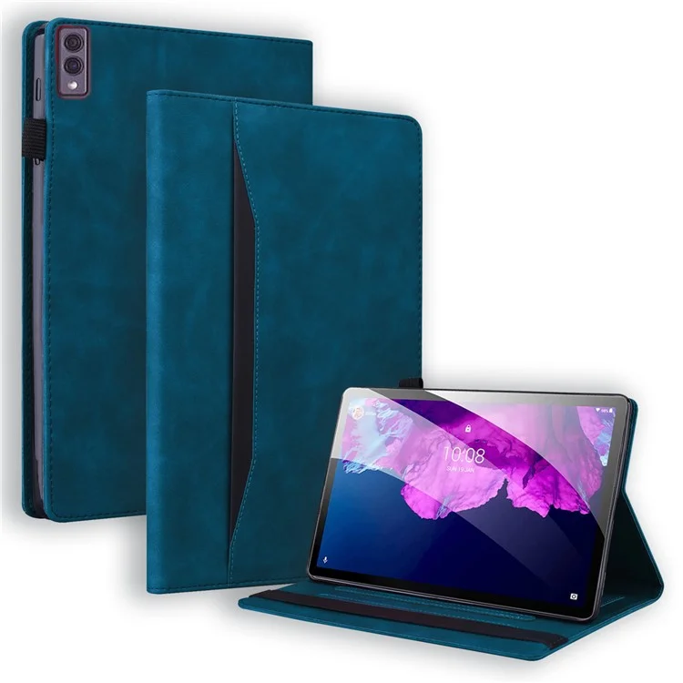 Pour Lenovo Tab M10 5G Coque de protection complète en cuir PU Housse de tablette avec support portefeuille - Bleu