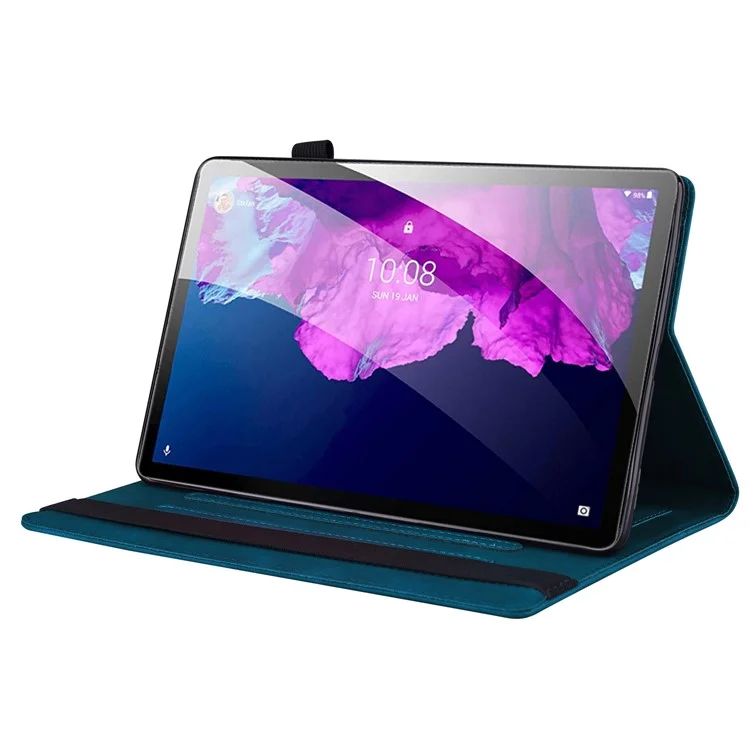 Pour Lenovo Tab M10 5G Coque de protection complète en cuir PU Housse de tablette avec support portefeuille - Bleu