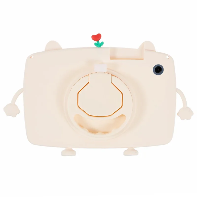 For Samsung Galaxy Tab A9 Case Cartoon Cat Tablet Silicone Cover with 360 Degree Rotation Kickstand